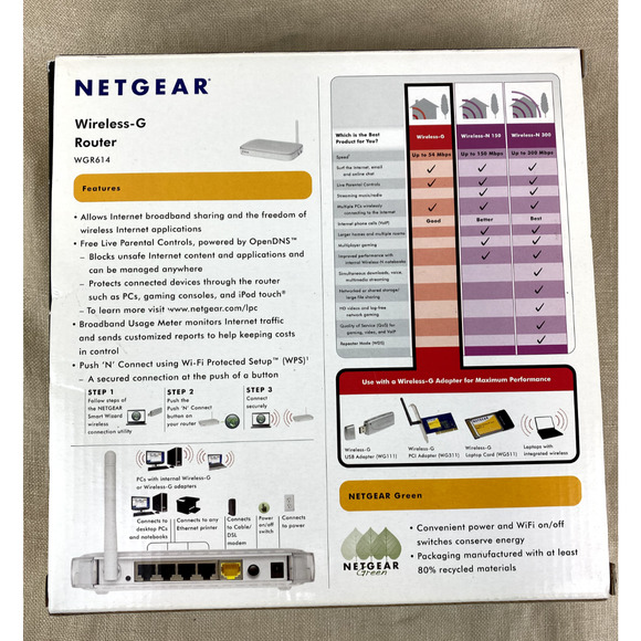 NETGEAR Wireless-G Router With Power Cord WGR614NA - Picture 2 of 4